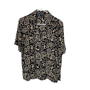Vintage Ann May Women Size Medium 100% Silk‎ Paisley Button Front Blouse